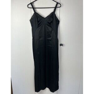 Komar Black Nylon Vintage USA Lace Detail Midi/Maxi Slip Dress Women’s Size 34